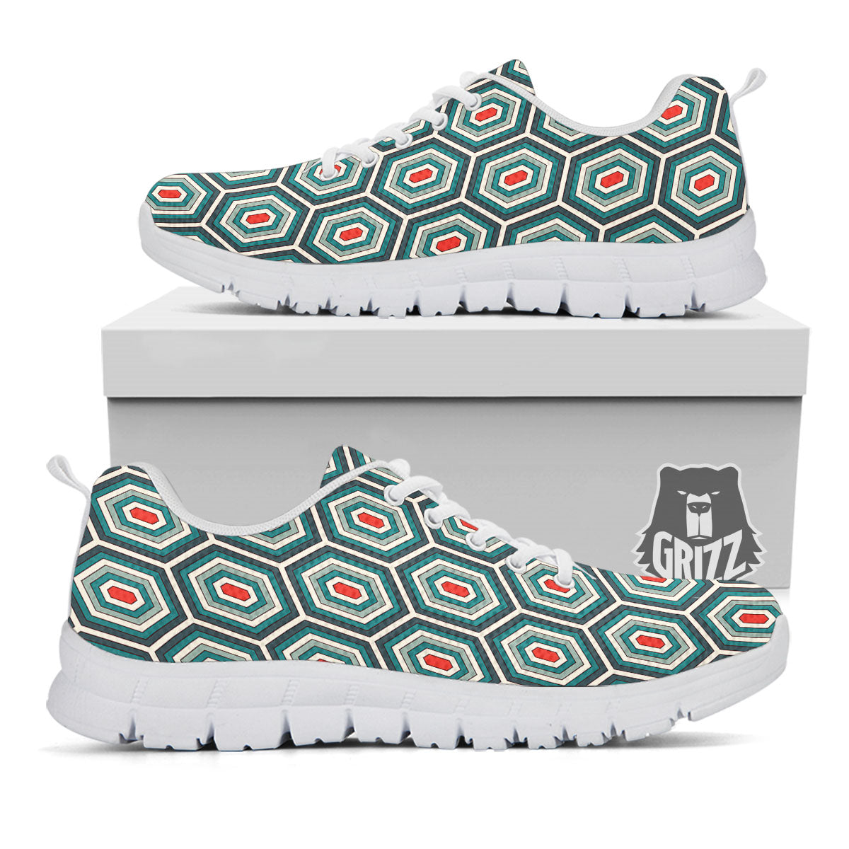 Shell Turtle Print Pattern White Sneaker-grizzshop