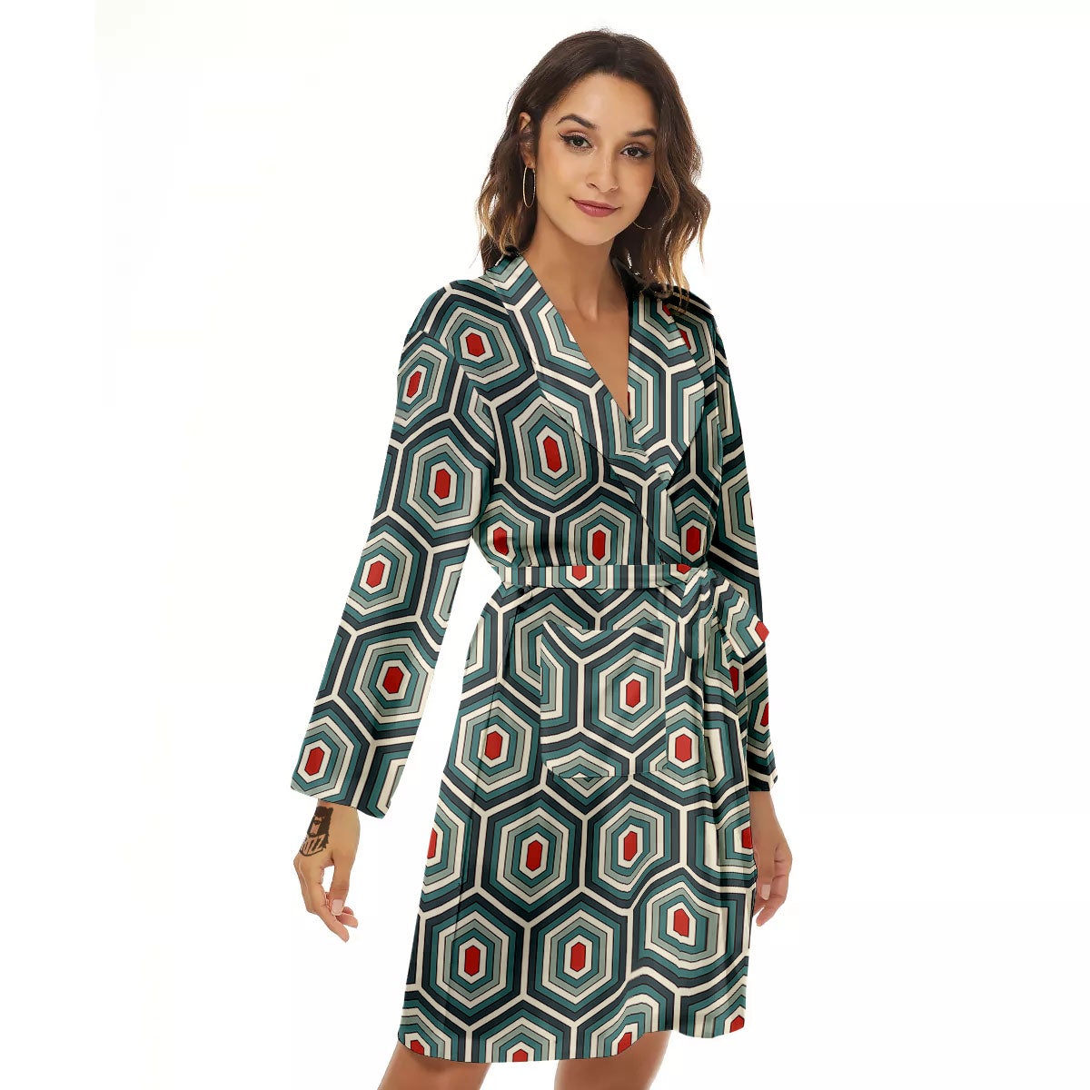 Shell Turtle Print Pattern Women's Robe-grizzshop