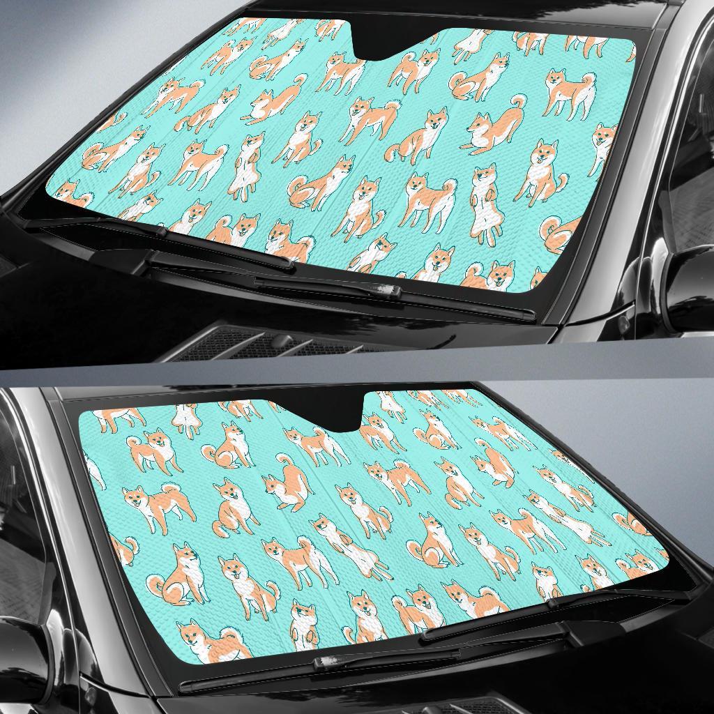 Shiba Inu Dog Pattern Print Car Sun Shade-grizzshop