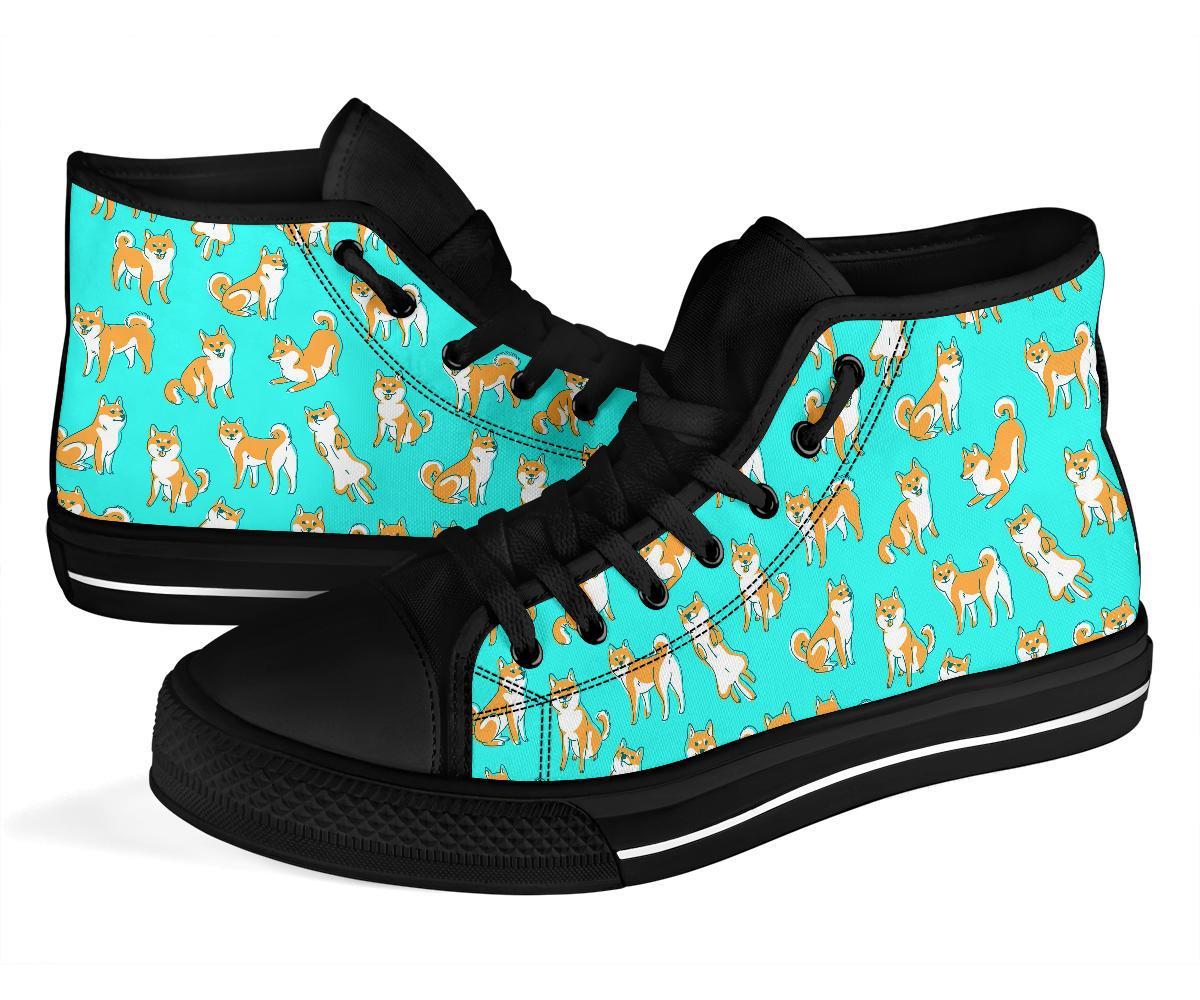 Shiba Inu Dog Pattern Print Men Women's High Top Shoes-grizzshop