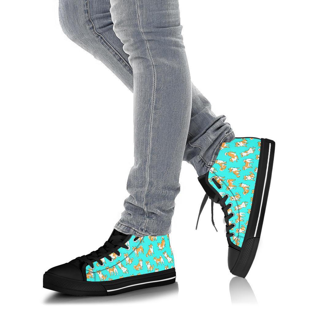 Shiba Inu Dog Pattern Print Men Women's High Top Shoes-grizzshop