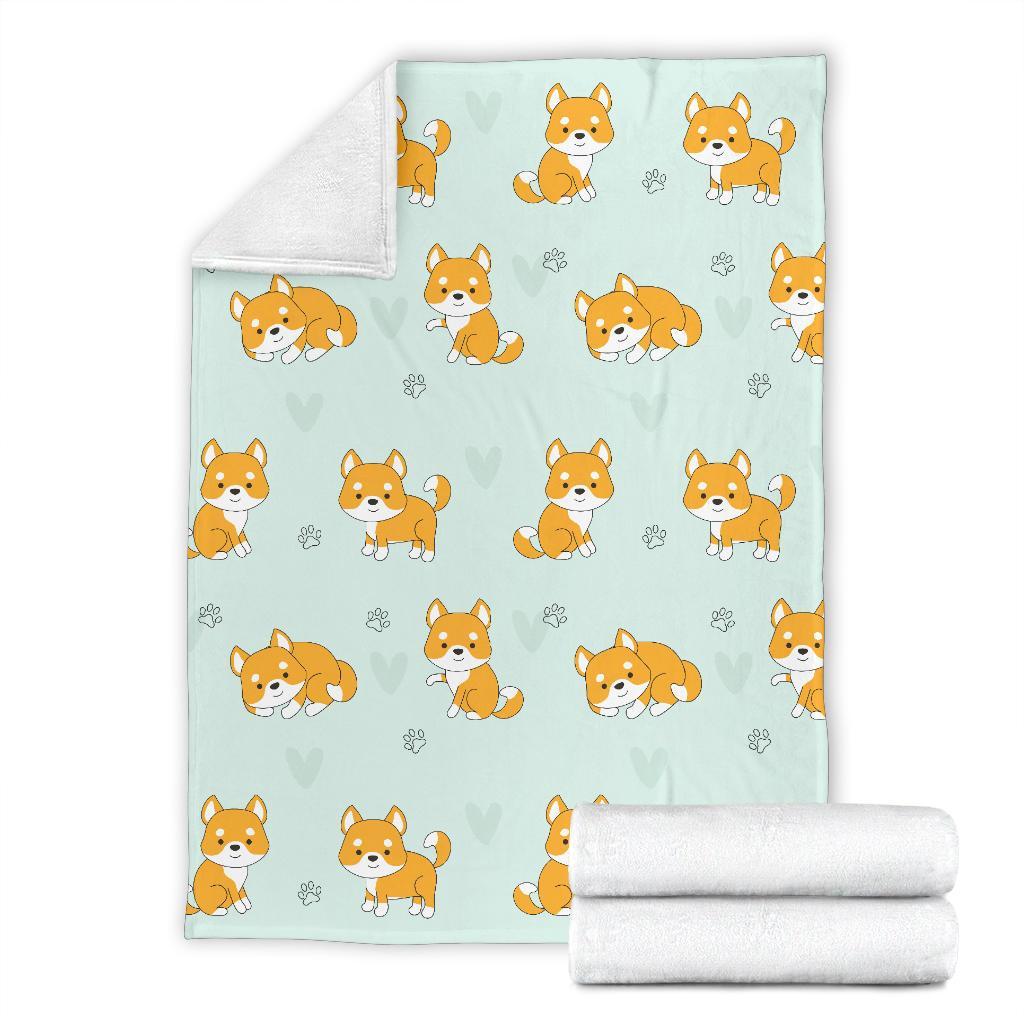 Shiba Inu Dog Pupppy Pattern Print Blanket-grizzshop
