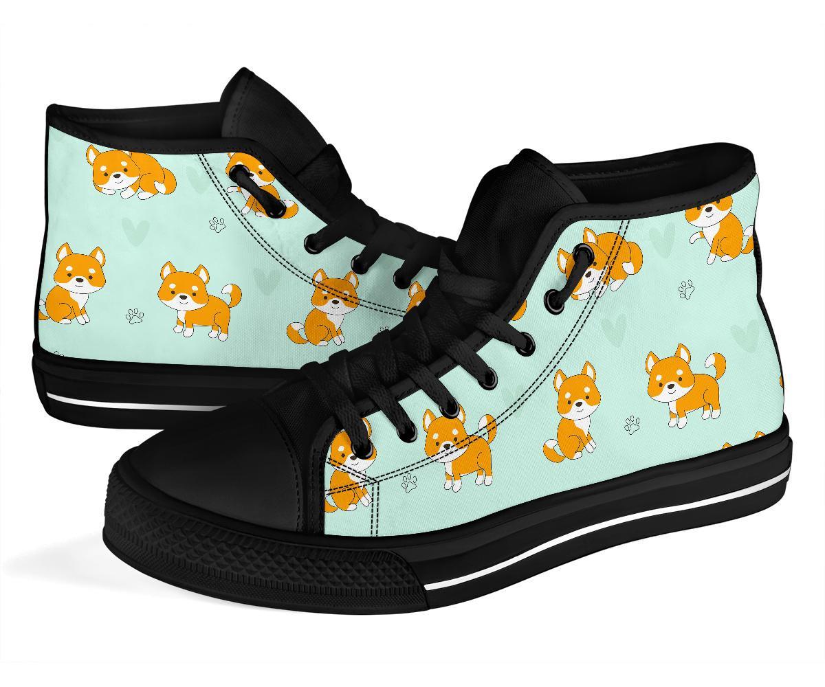 Shiba Inu Dog Pupppy Pattern Print Men Women's High Top Shoes-grizzshop