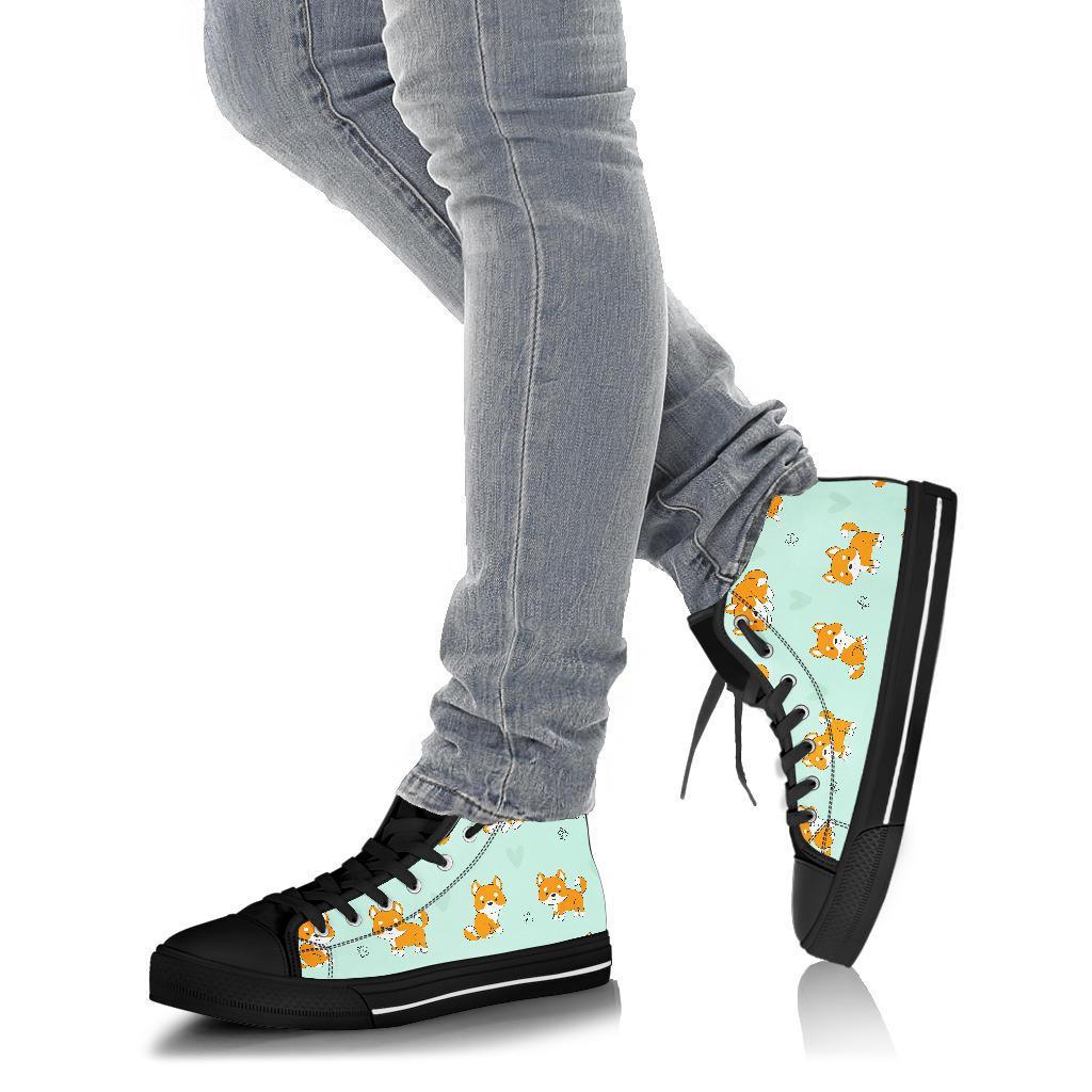 Shiba Inu Dog Pupppy Pattern Print Men Women's High Top Shoes-grizzshop