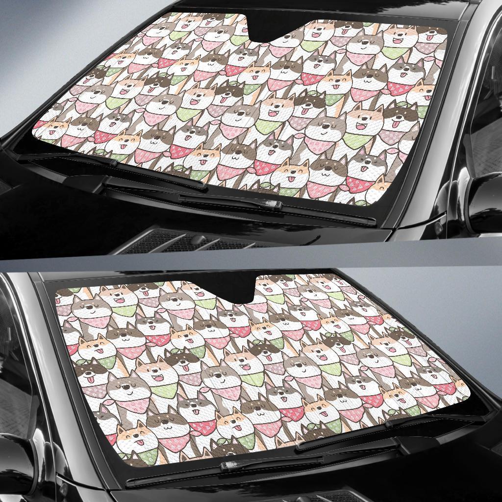 Shiba Inu Dog Pupppy Print Pattern Car Sun Shade-grizzshop