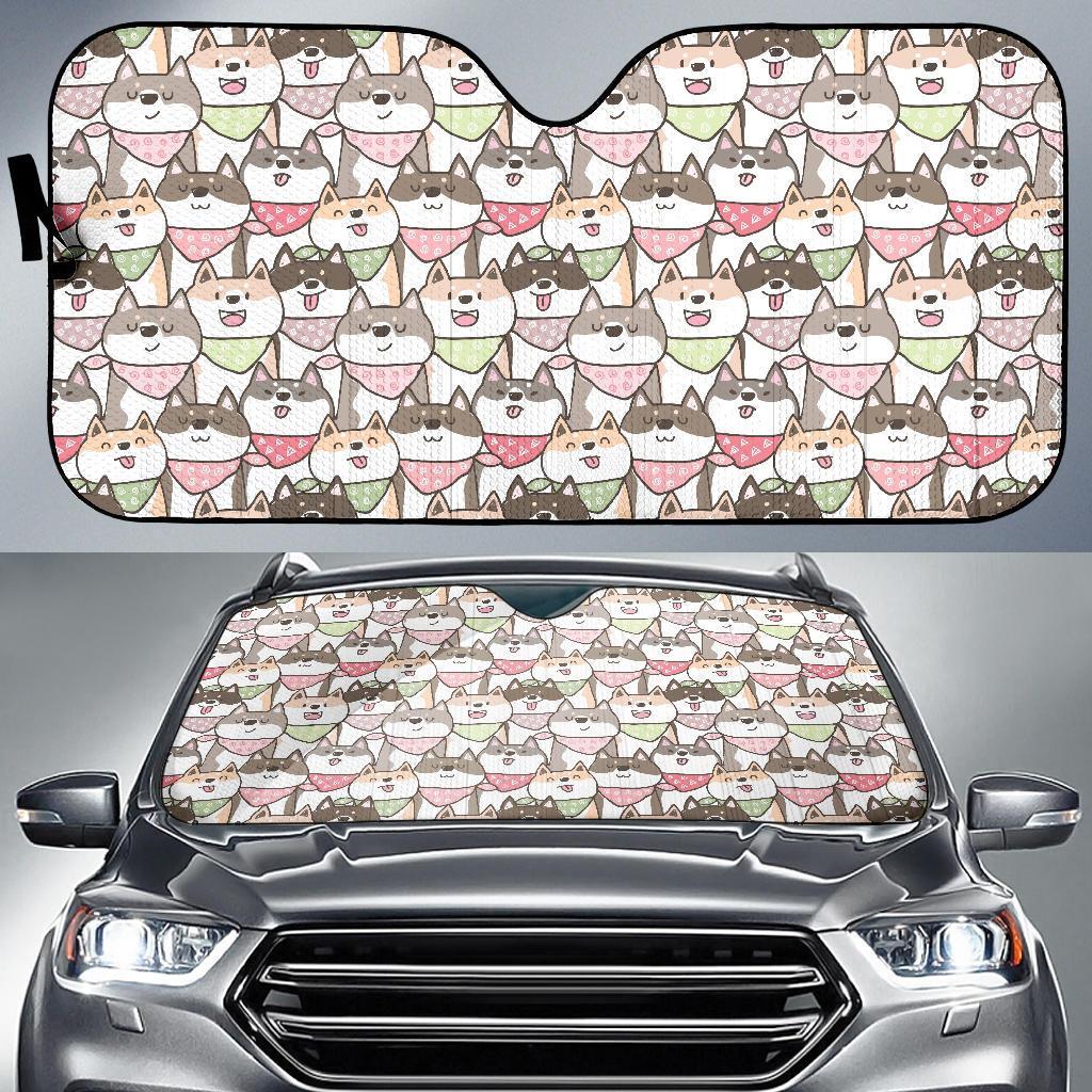 Shiba Inu Dog Pupppy Print Pattern Car Sun Shade-grizzshop
