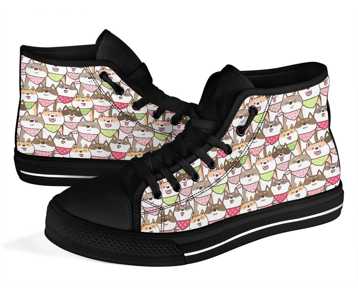 Shiba Inu Dog Pupppy Print Pattern Men Women's High Top Shoes-grizzshop