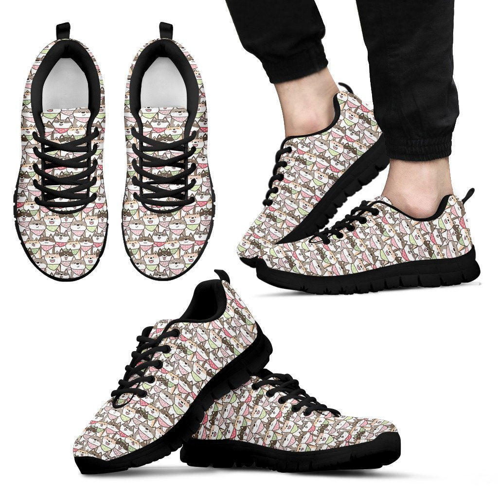 Chihuahua Dot Pattern Print Black Sneaker Shoes For Men Women main image 1