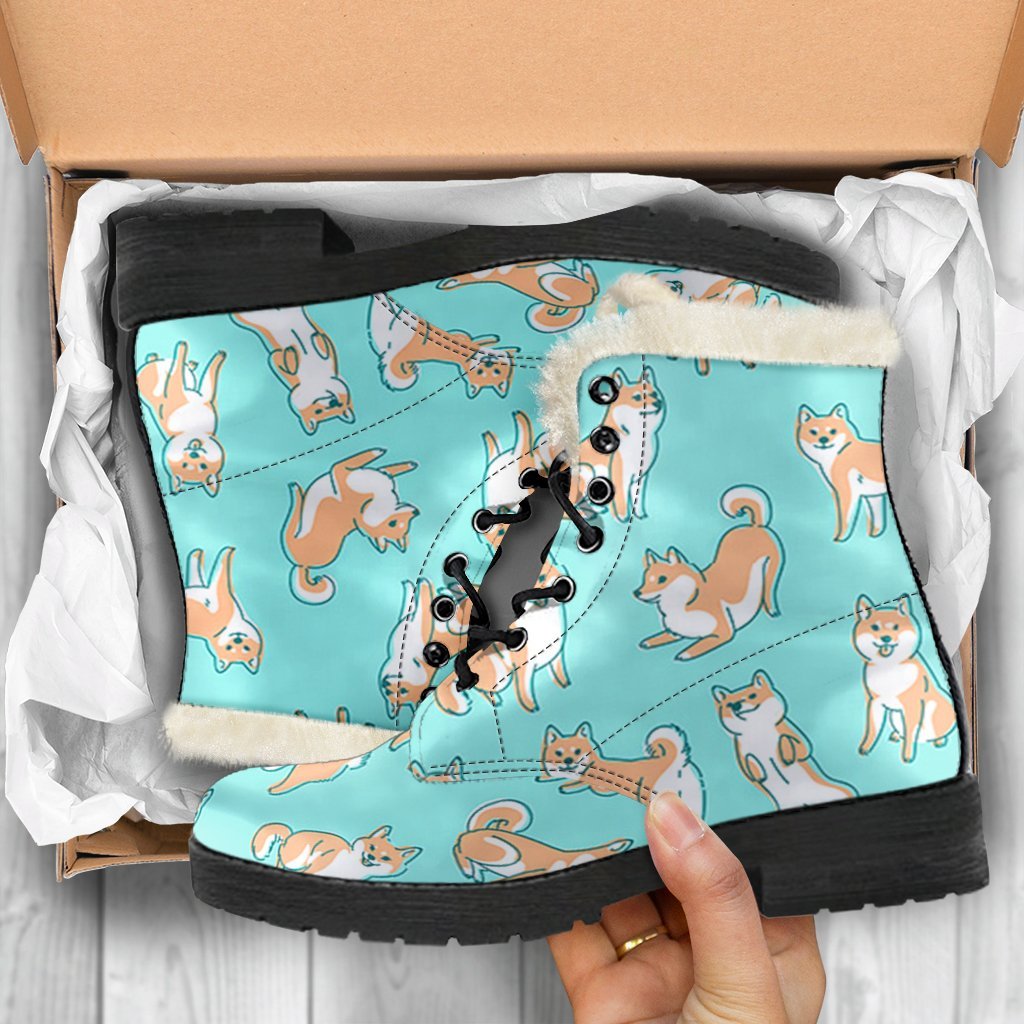 Shiba Inu Dog Pattern Print Comfy Winter Boots-grizzshop