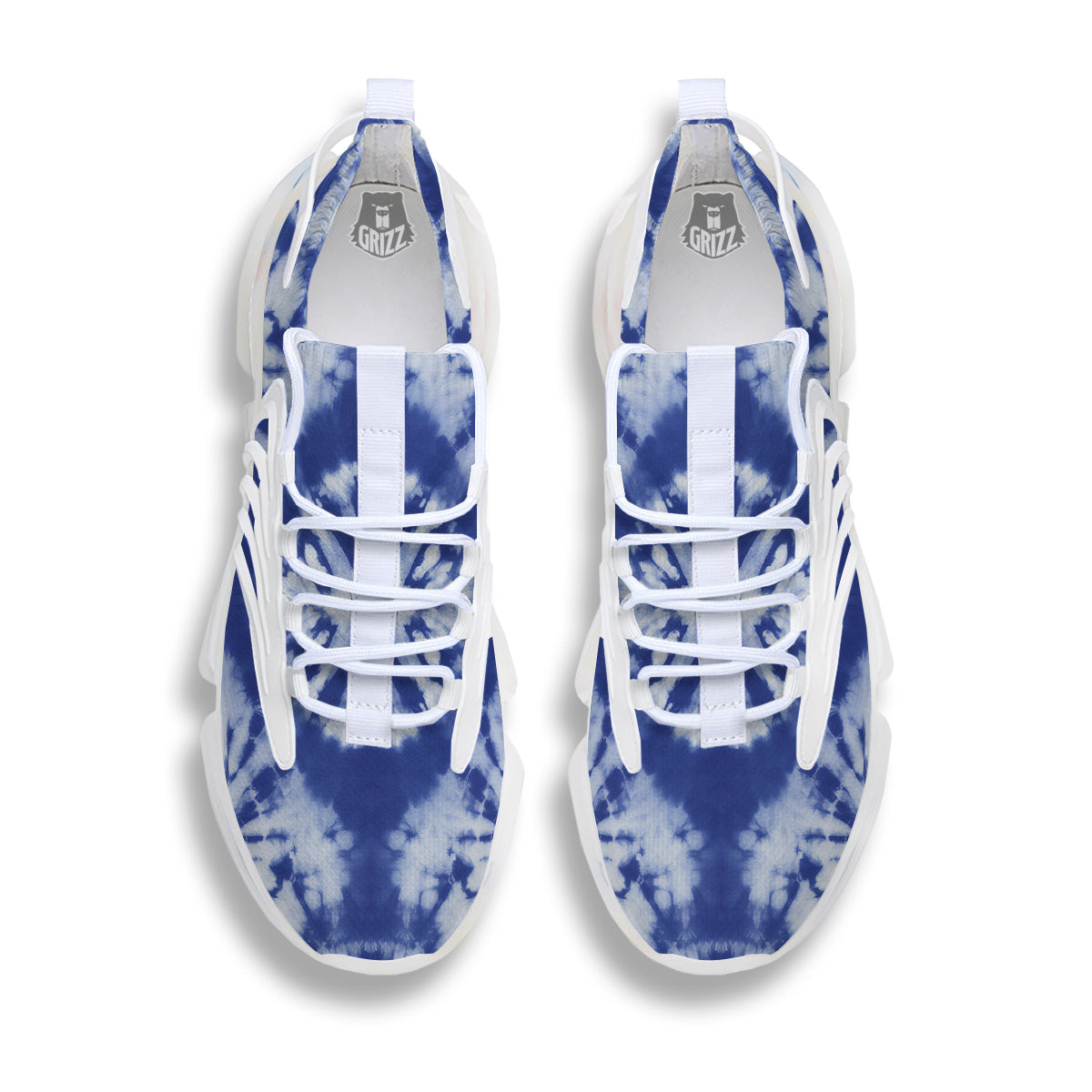 Shibori Blue Print White Gym Shoes-grizzshop