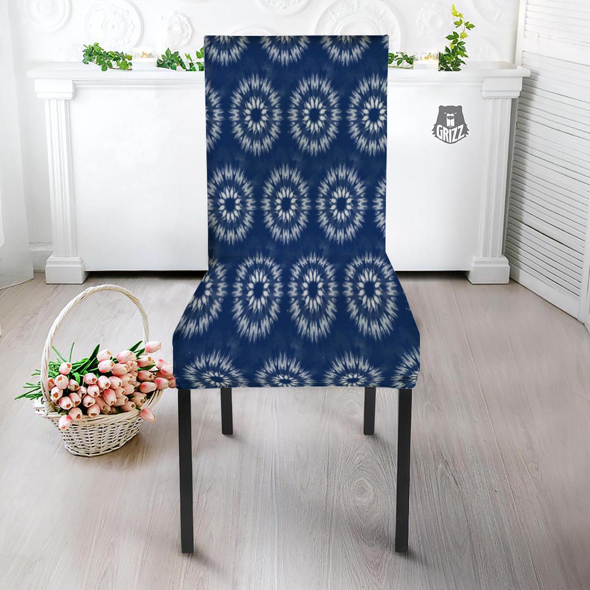 Shibori Print Pattern Dining Chair Slipcover-grizzshop
