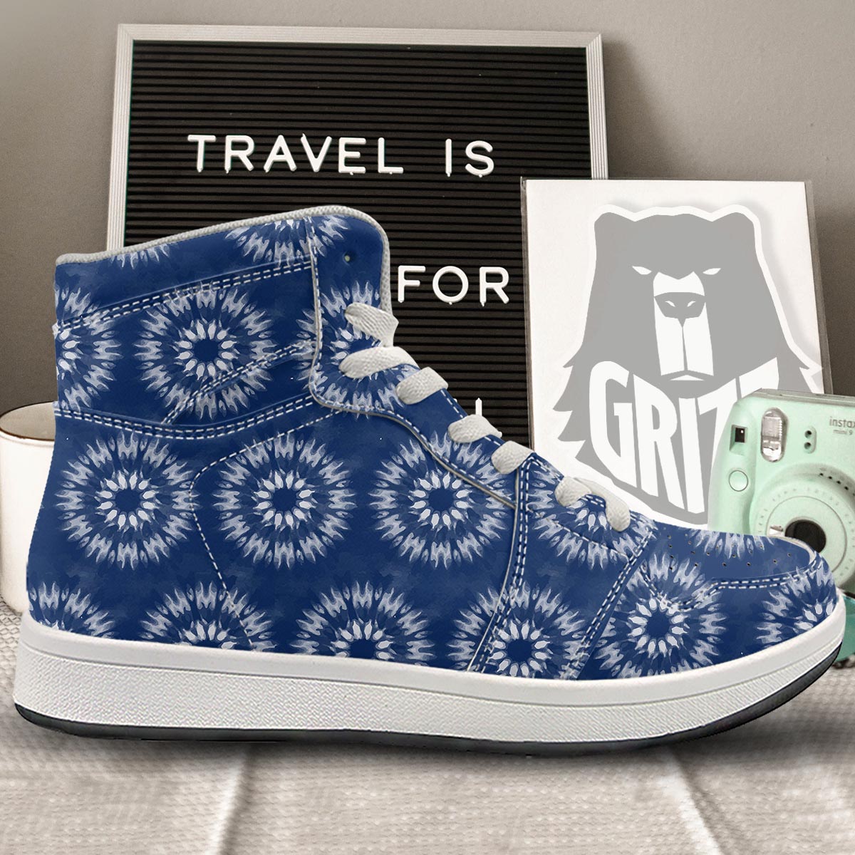 Shibori Print Pattern High Top Sneakers-grizzshop