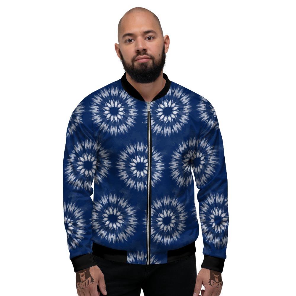 Shibori Print Pattern Men's Bomber Jacket-grizzshop