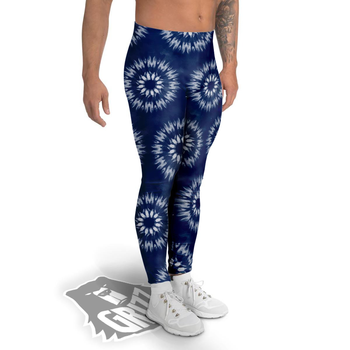 Shibori Print Pattern Men's Leggings-grizzshop