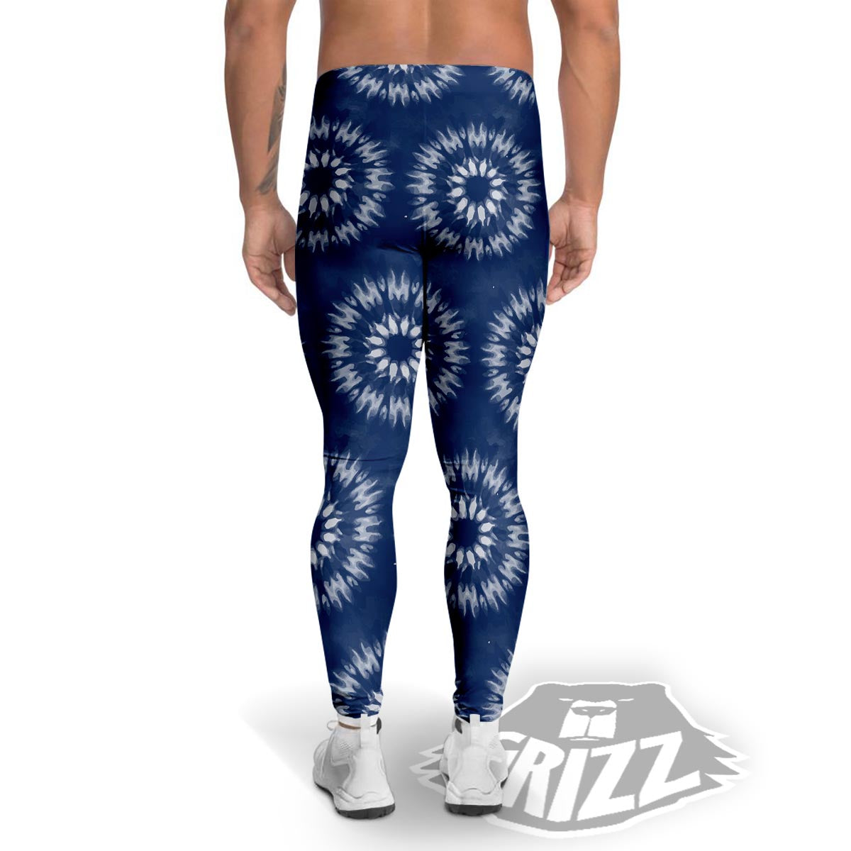 Shibori Print Pattern Men's Leggings-grizzshop