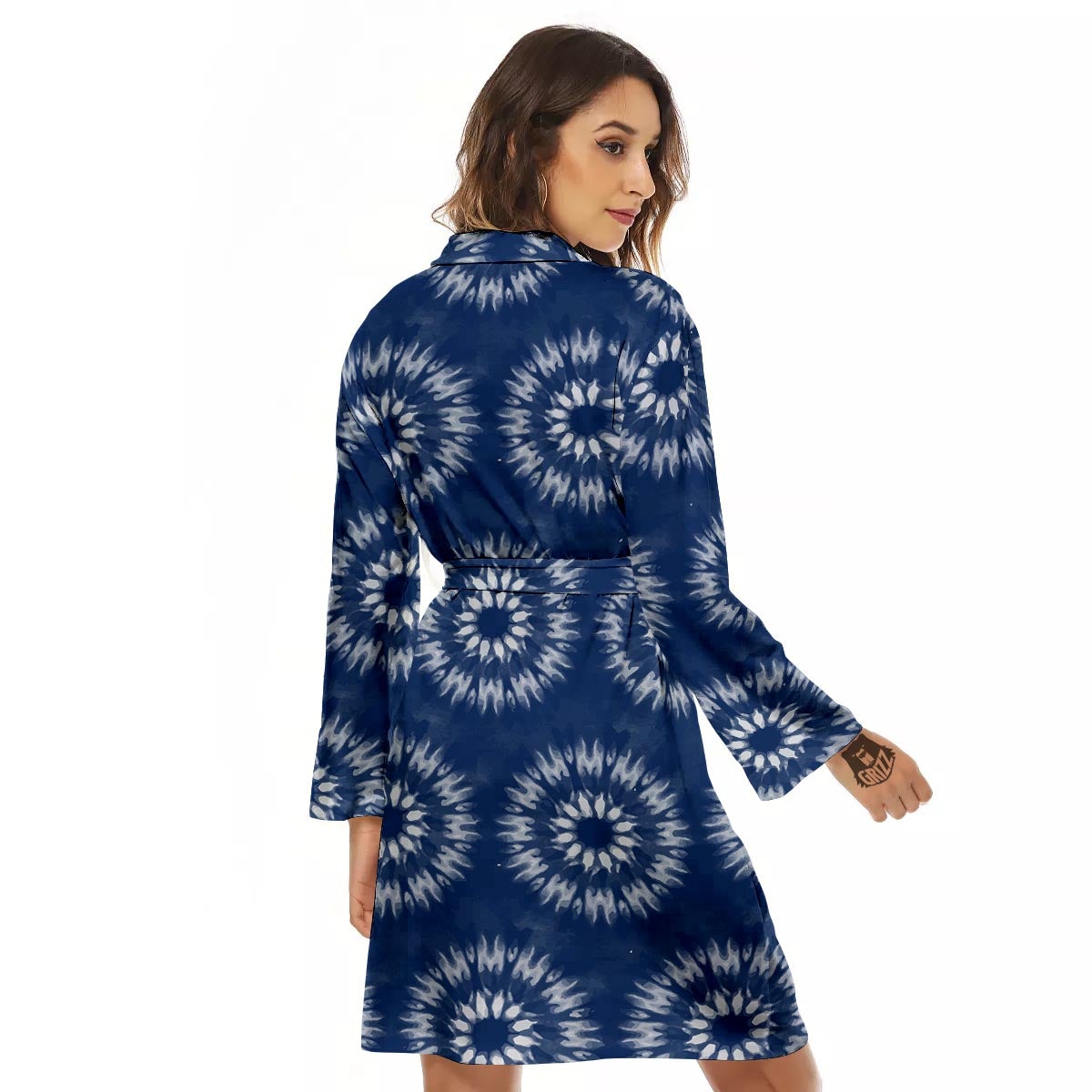 Shibori Print Pattern Women's Robe-grizzshop