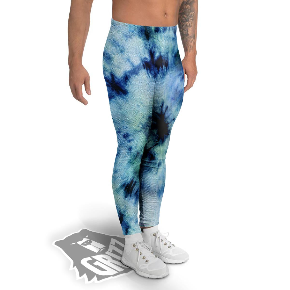 Shibori Tie Dye Print Men's Leggings-grizzshop