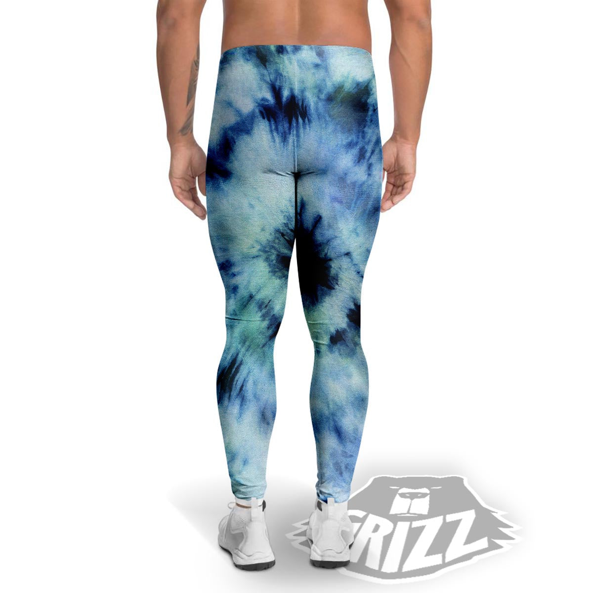 Shibori Tie Dye Print Men's Leggings-grizzshop