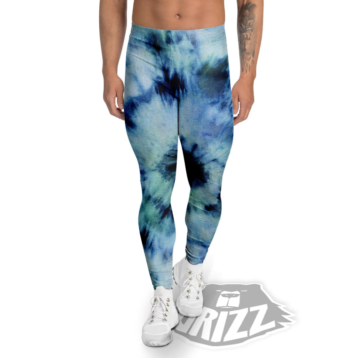 Shibori Tie Dye Print Men's Leggings-grizzshop