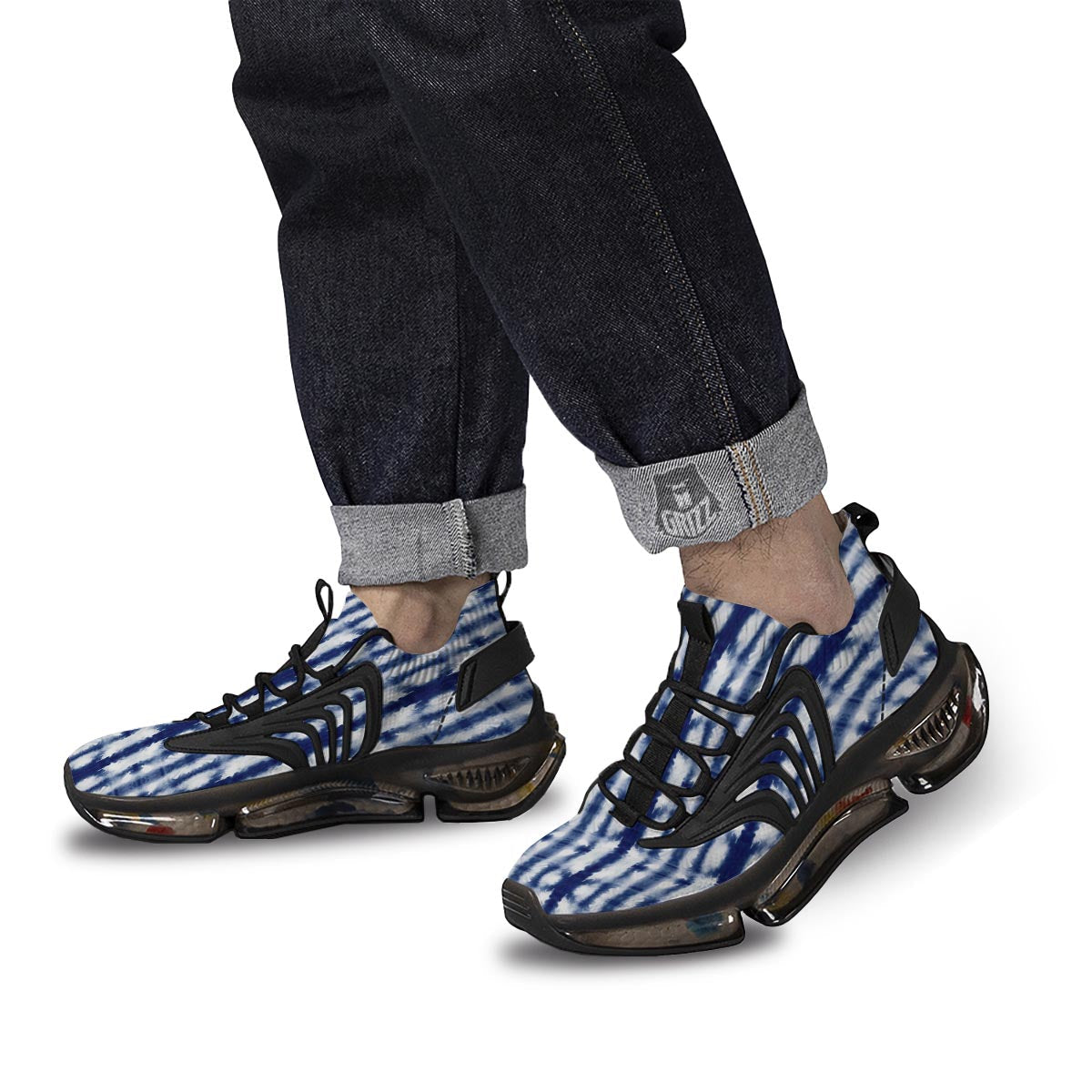 Shibori Tie Dye Print Pattern Black Gym Shoes-grizzshop