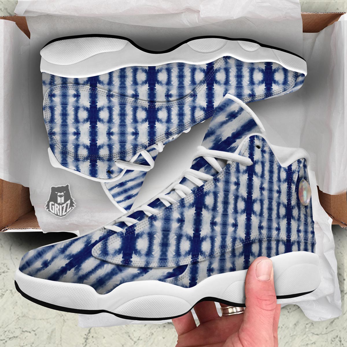 Shibori Tie Dye Print Pattern White Basketball Shoes-grizzshop