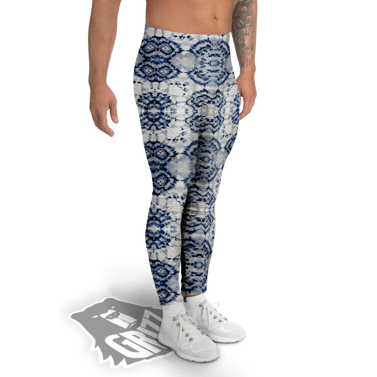 Shibori Watercolor Print Pattern Men's Leggings-grizzshop