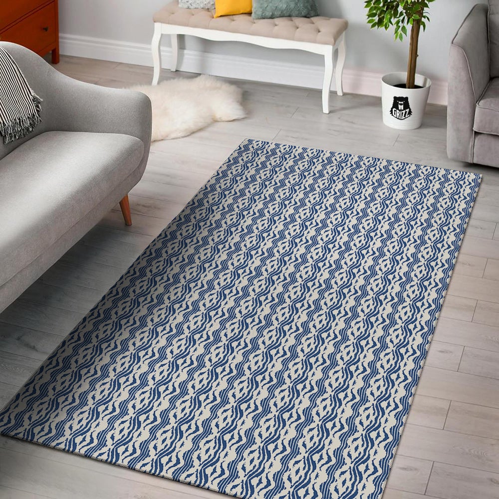 Shibori Wave Print Pattern Floor Mat-grizzshop