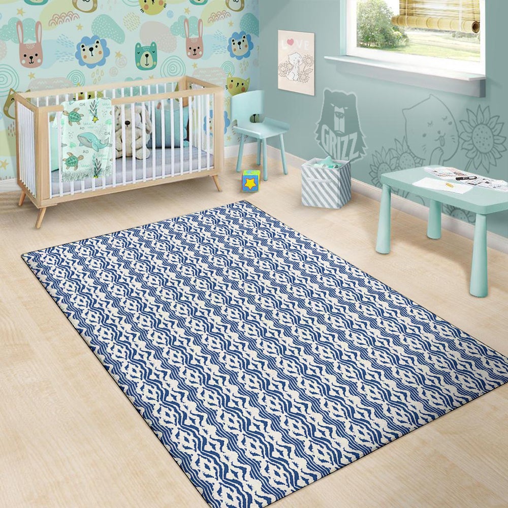 Shibori Wave Print Pattern Floor Mat-grizzshop