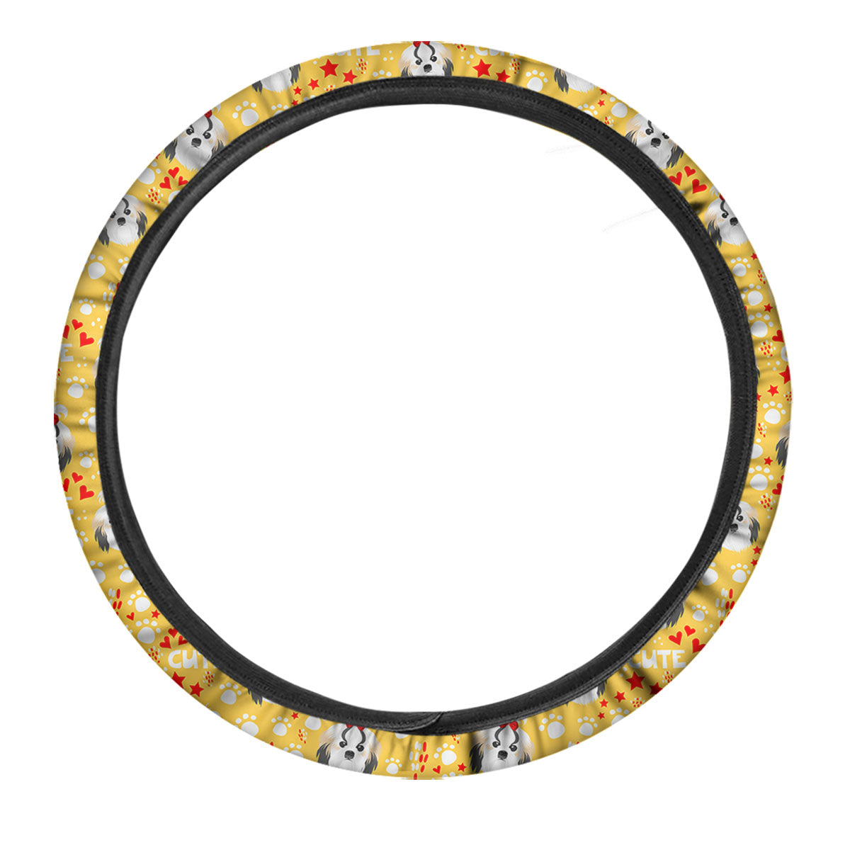 Shih Tzu Cartoon Print Pattern Car Steering Wheel Cover-grizzshop