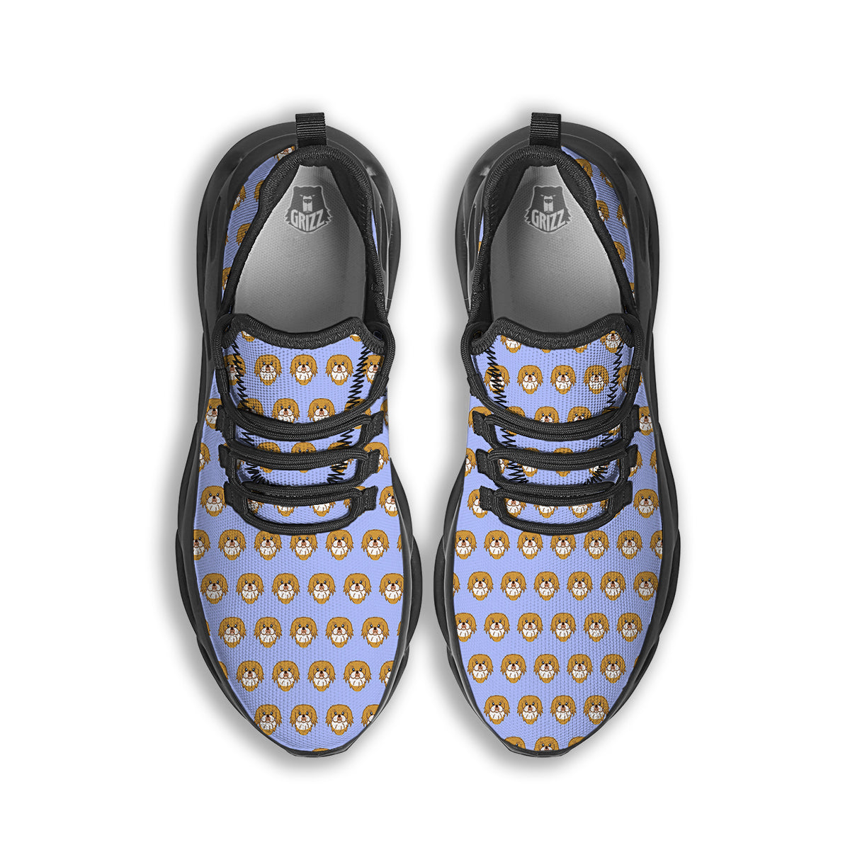 Shih Tzu Cute Print Pattern Black Running Shoes-grizzshop