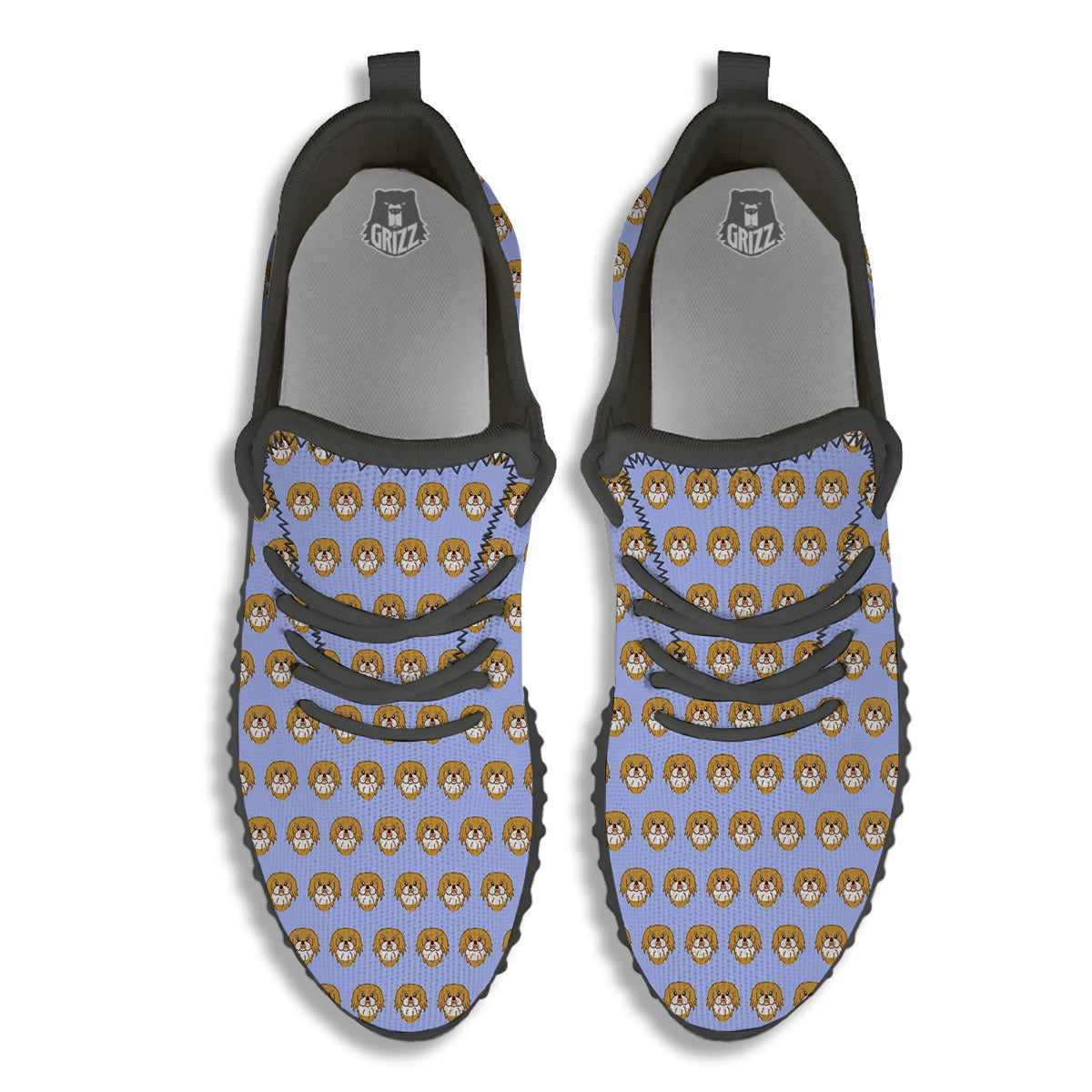 Shih Tzu Cute Print Pattern Black Walking Shoes-grizzshop