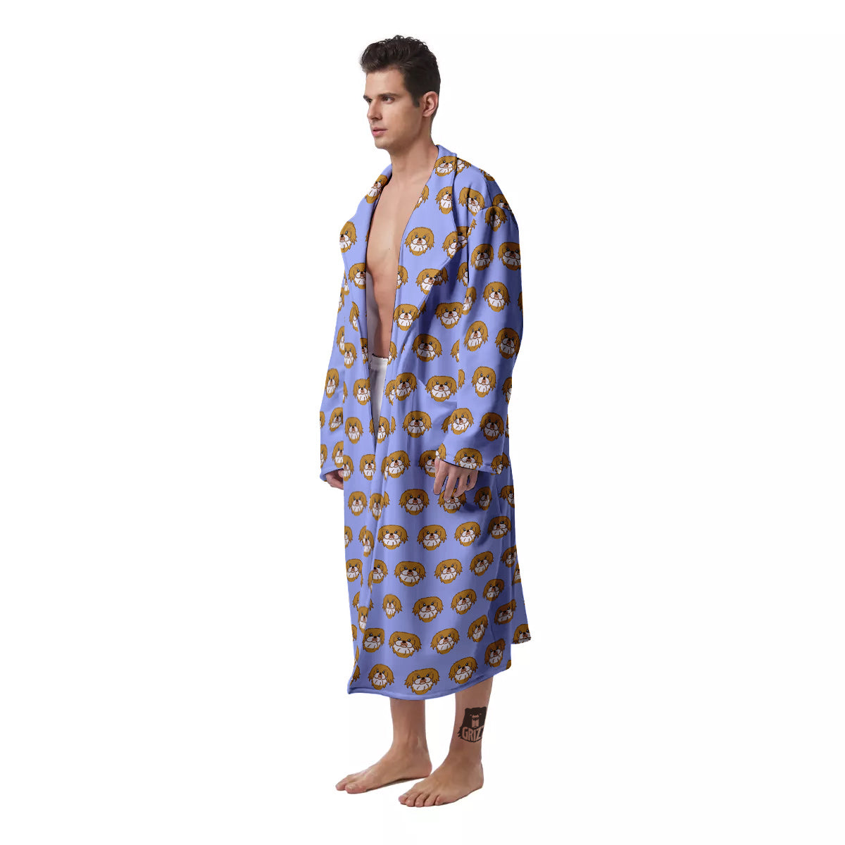 Shih Tzu Cute Print Pattern Men's Robe-grizzshop