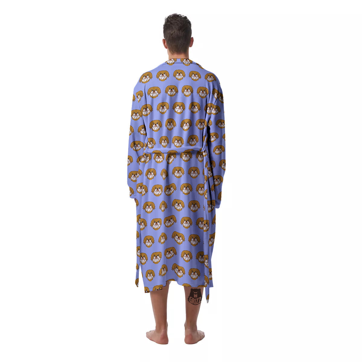 Shih Tzu Cute Print Pattern Men's Robe-grizzshop