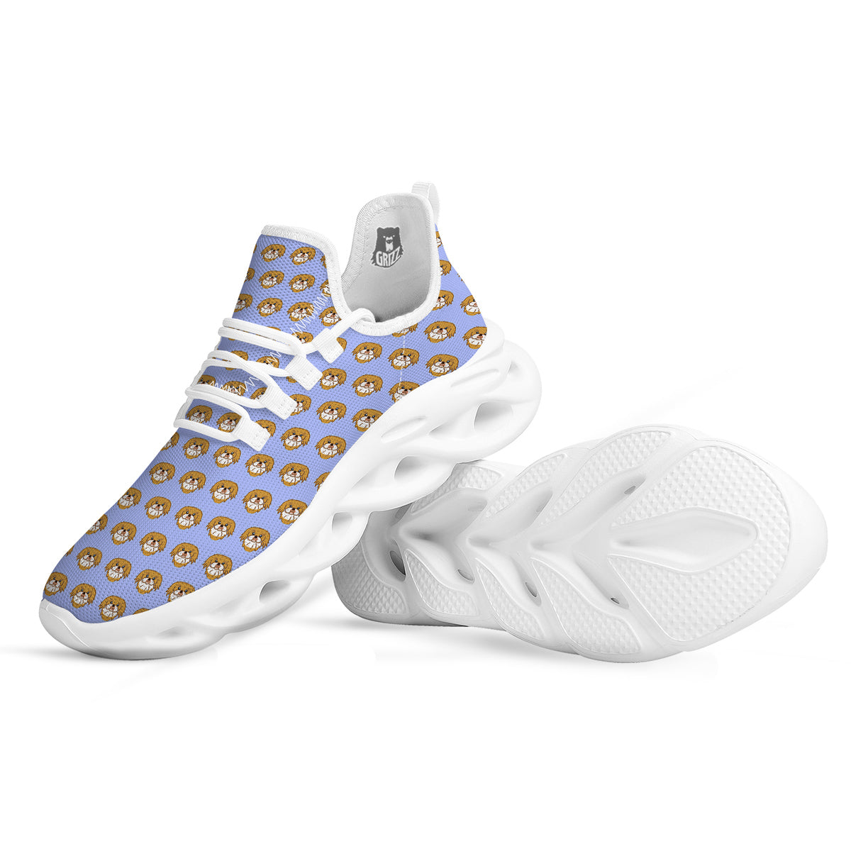Shih Tzu Cute Print Pattern White Running Shoes-grizzshop