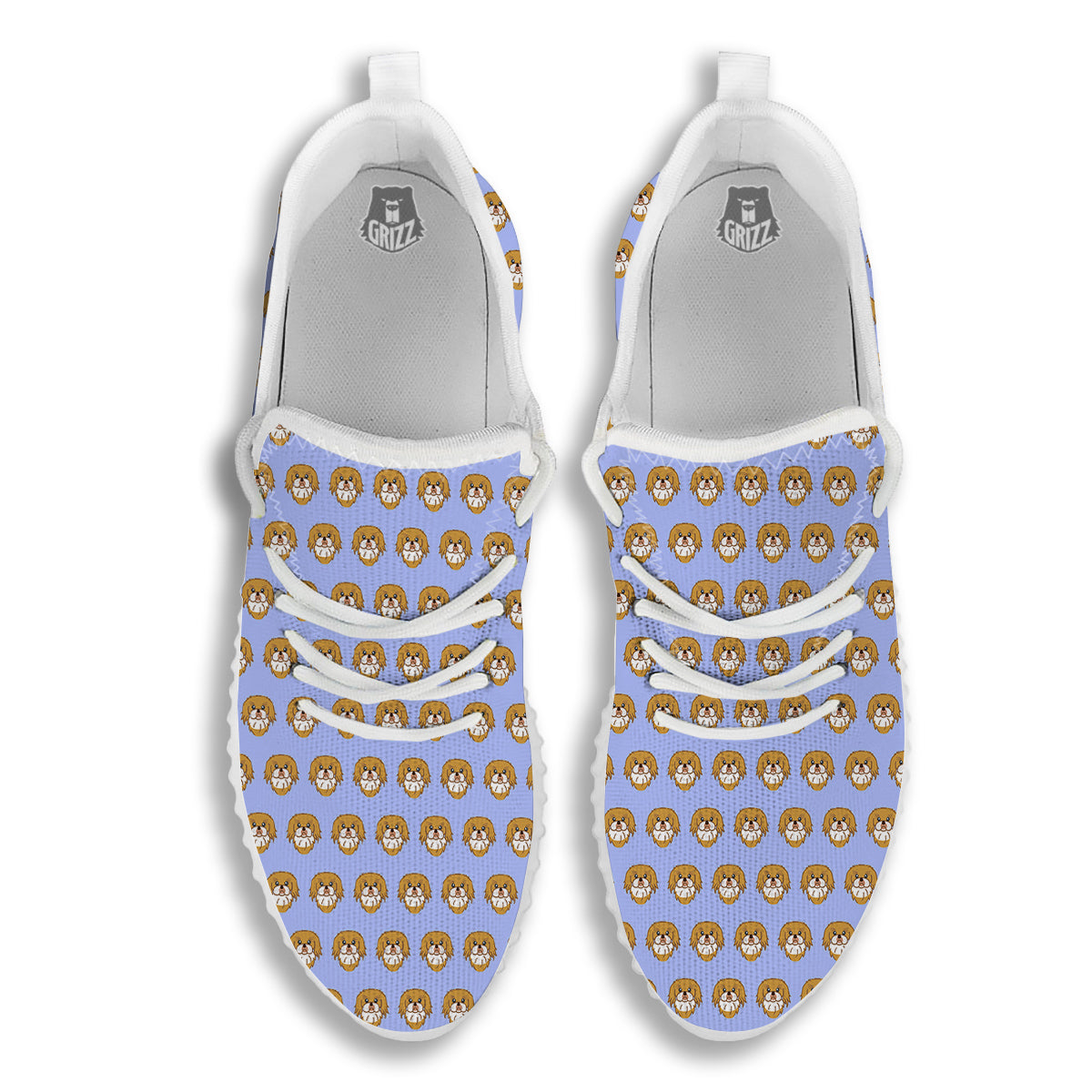 Shih Tzu Cute Print Pattern White Walking Shoes-grizzshop