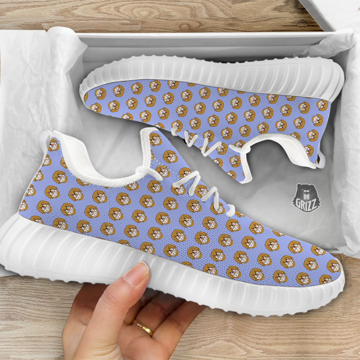 Shih Tzu Cute Print Pattern White Walking Shoes-grizzshop
