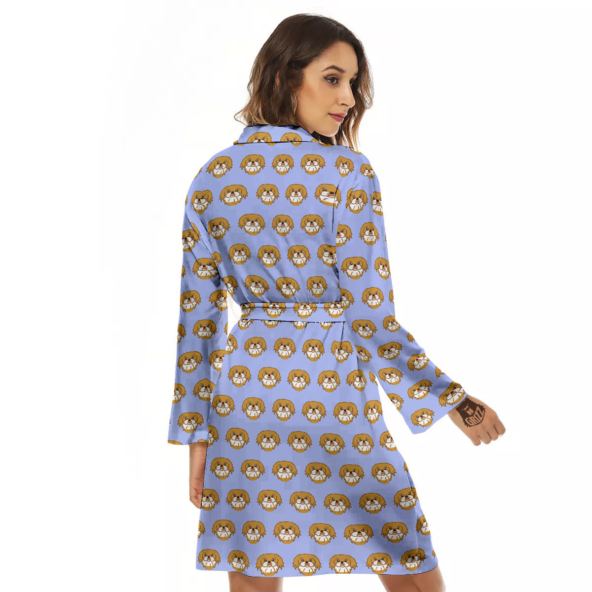 Shih Tzu Cute Print Pattern Women's Robe-grizzshop