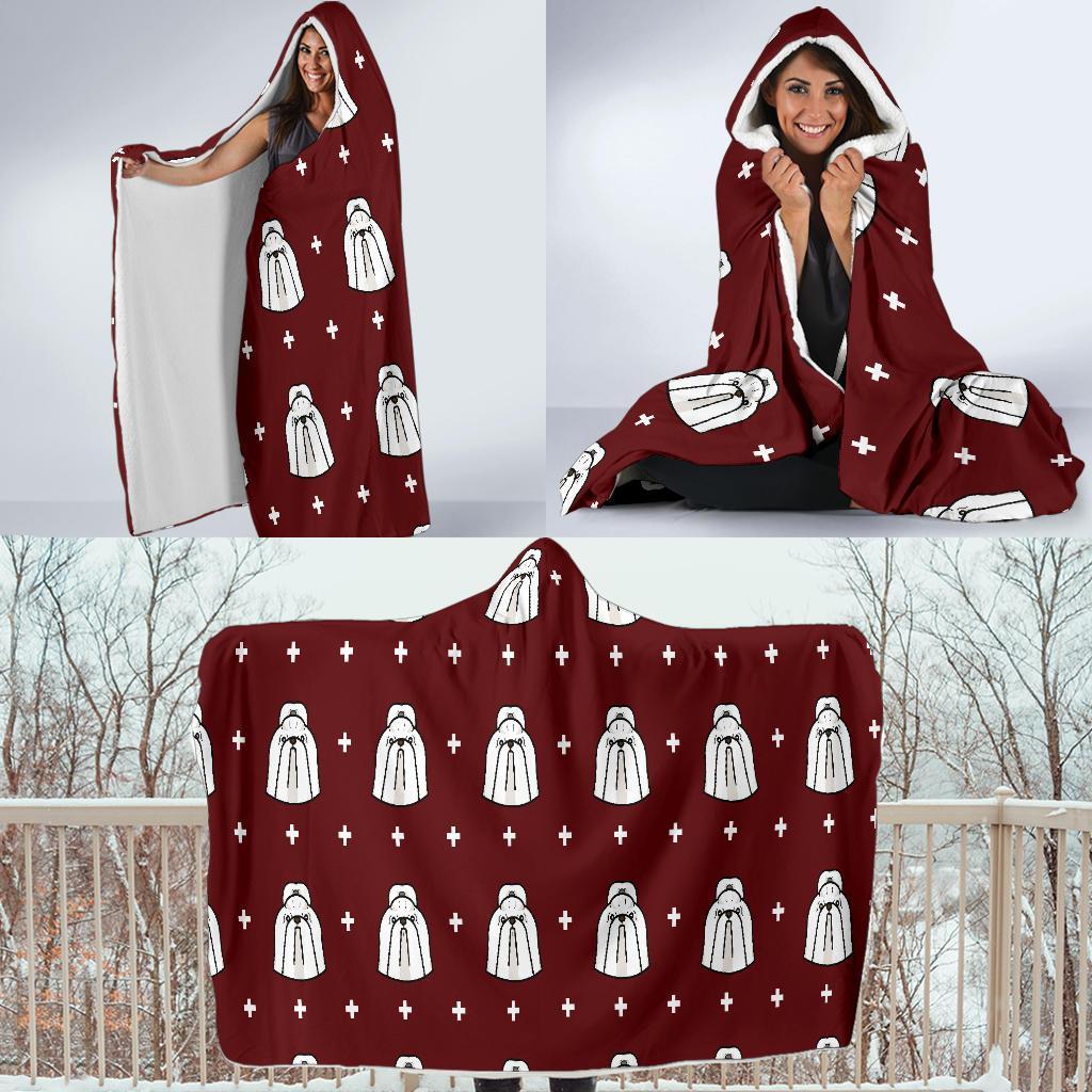 Shih Tzu Dog Pattern Print Hooded Blanket-grizzshop