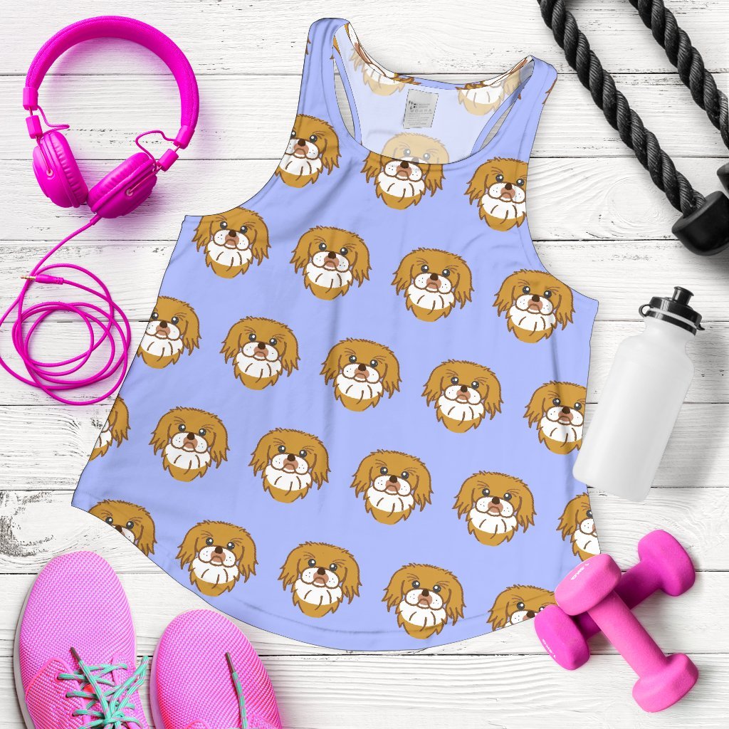 Shih Tzu Dog Print Pattern Women's Racerback Tank Tops-grizzshop