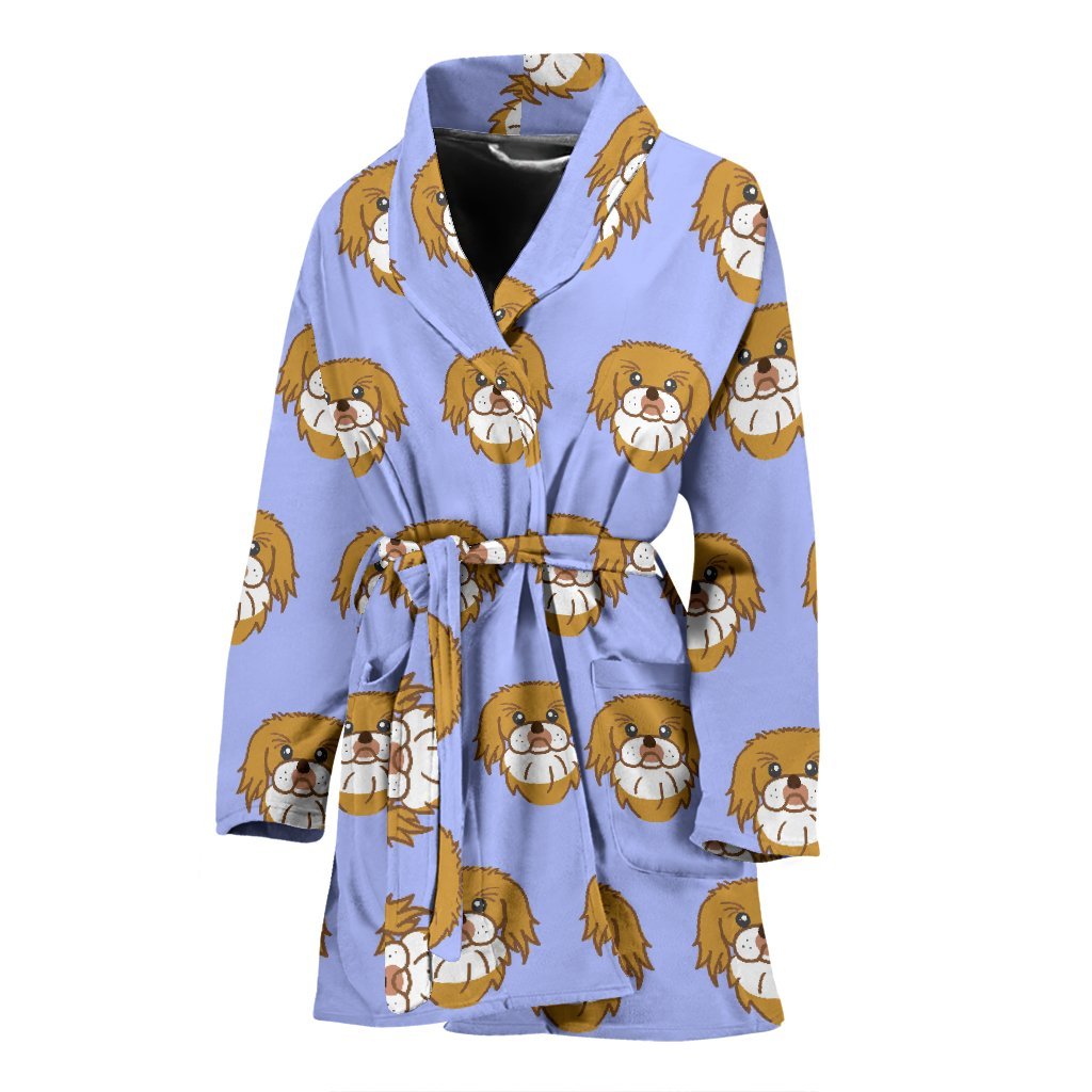 Shih Tzu Dog Print Pattern Print Women Long Robe-grizzshop