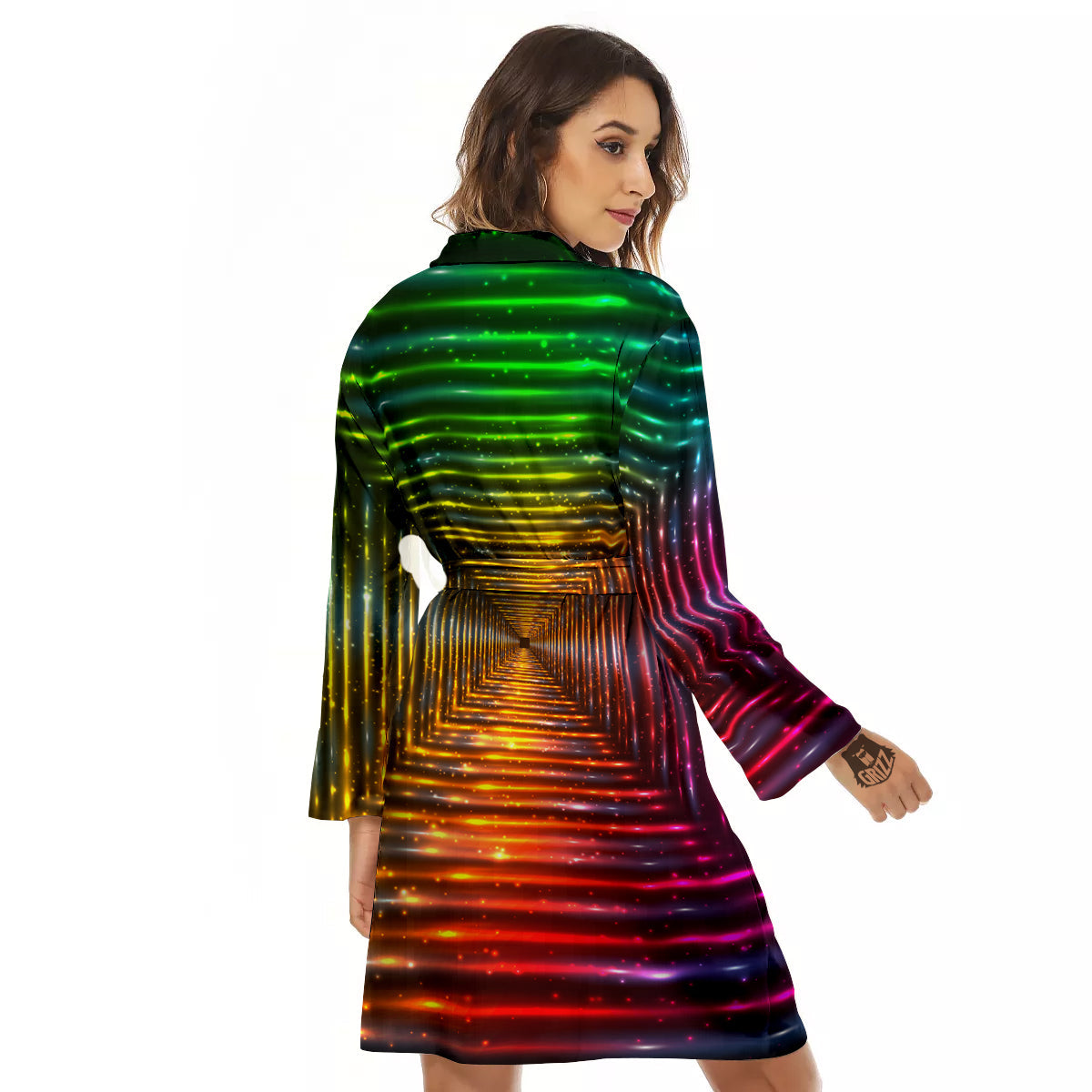 Shining Lights Rainbow Colors Neon Print Women's Robe-grizzshop