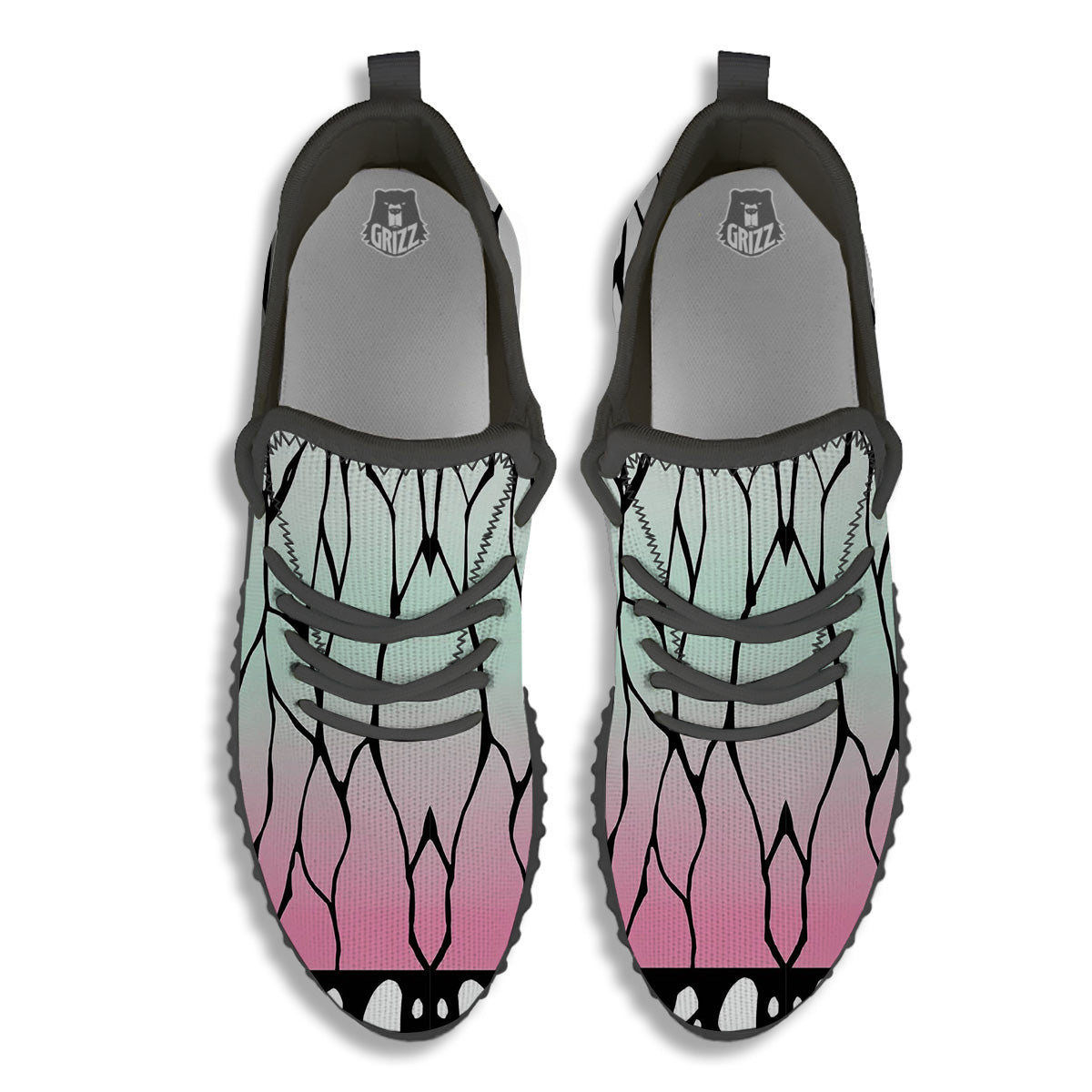 Shinobu Print Pattern Black Walking Shoes-grizzshop