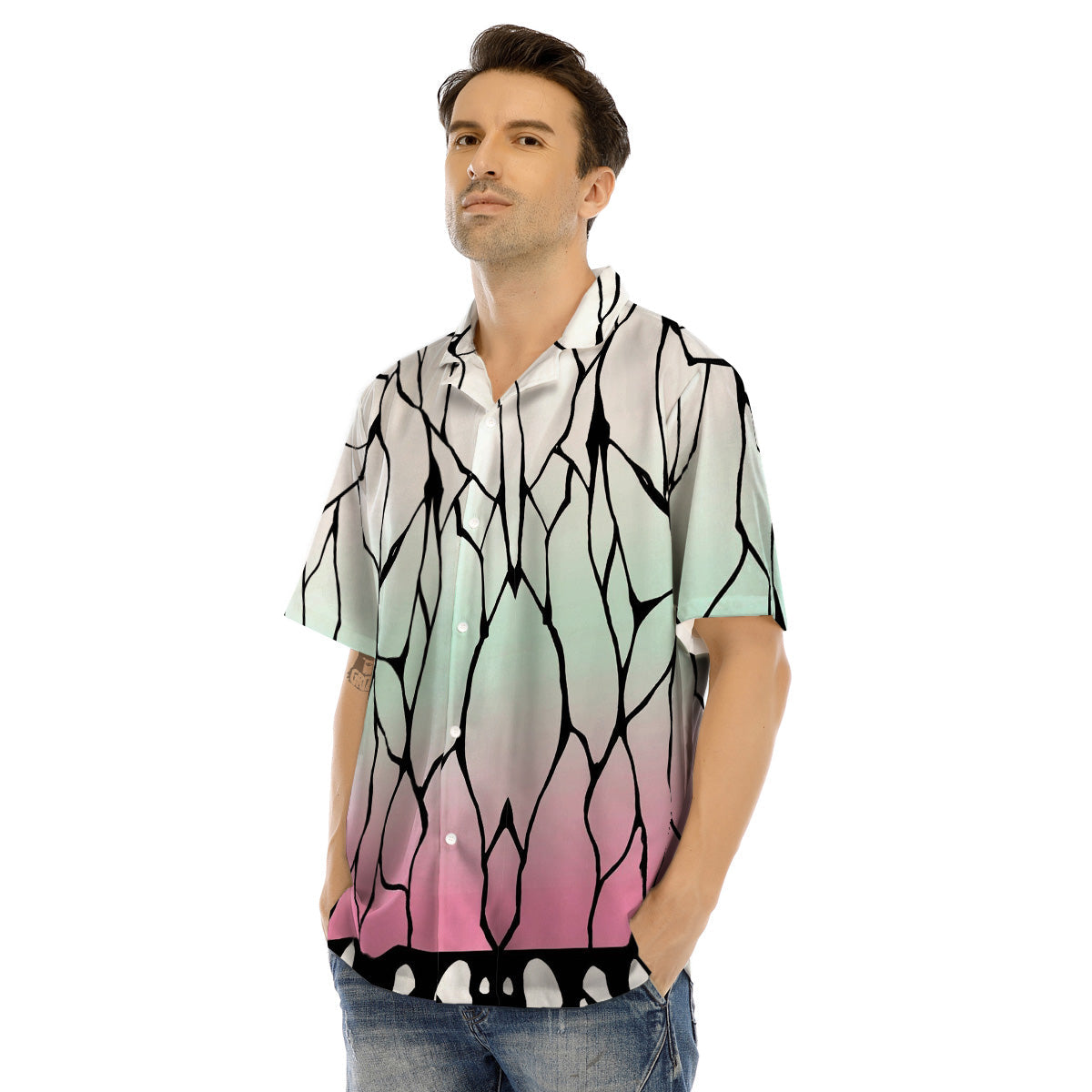 Shinobu Print Pattern Men's Hawaiian Shirt-grizzshop