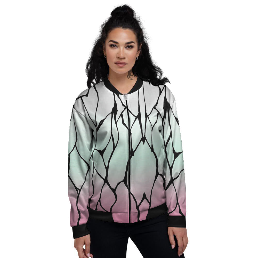 Shinobu Print Pattern Women's Bomber Jacket-grizzshop