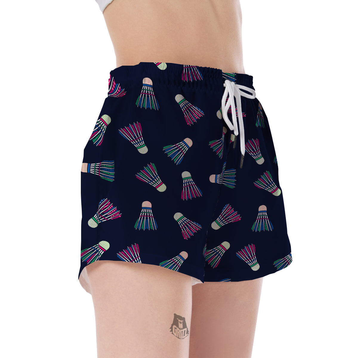 Shuttlecock Badminton Pattern Print Women's Shorts-grizzshop