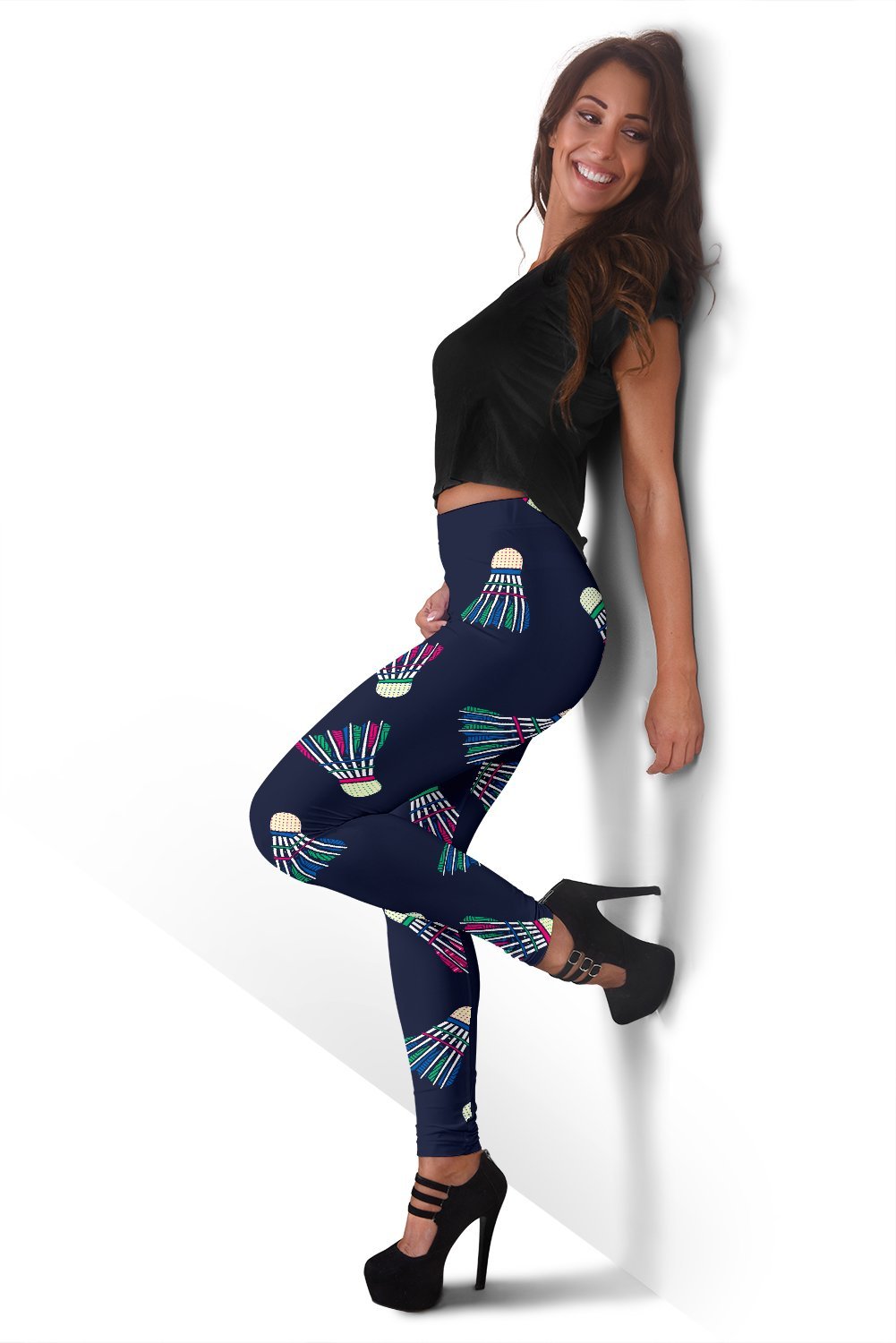 Shuttlecock Badminton Pattern Print Women Leggings-grizzshop
