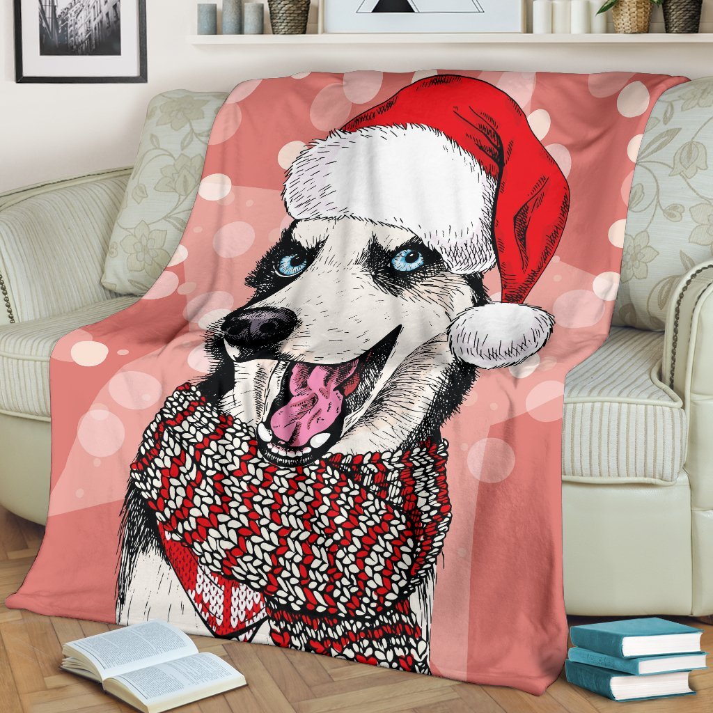 Siberian Husky Christmas Print Blanket-grizzshop