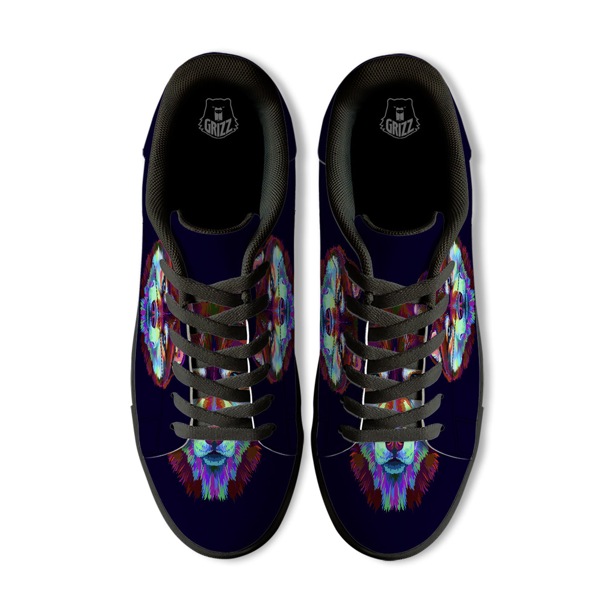 Siberian Husky Colorful Print Black Low Top Sneakers-grizzshop