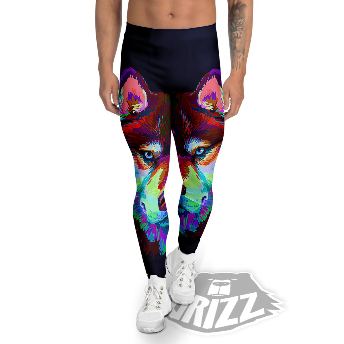 Siberian Husky Colorful Print Men's Leggings-grizzshop