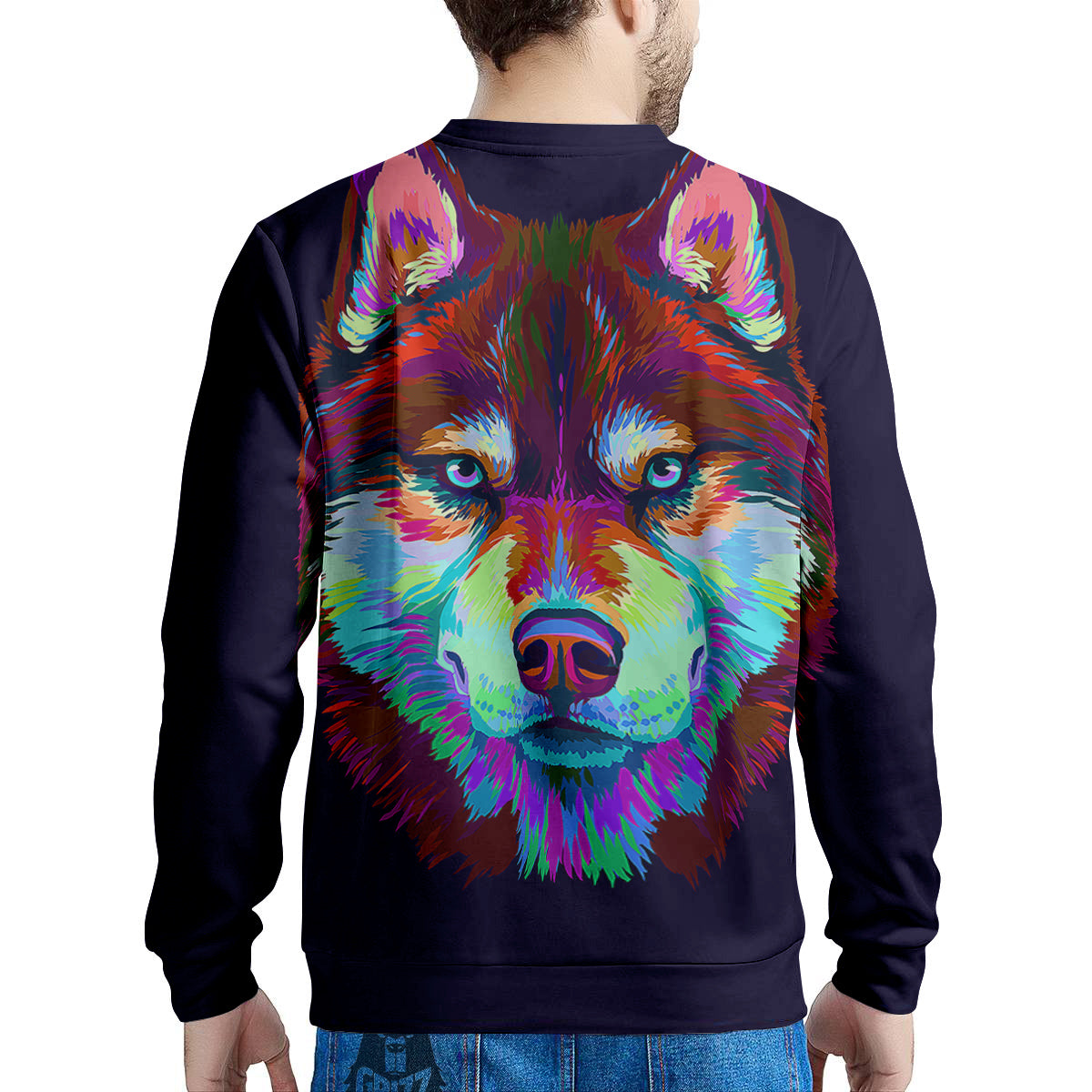Siberian Husky Colorful Print Men's Sweatshirt-grizzshop